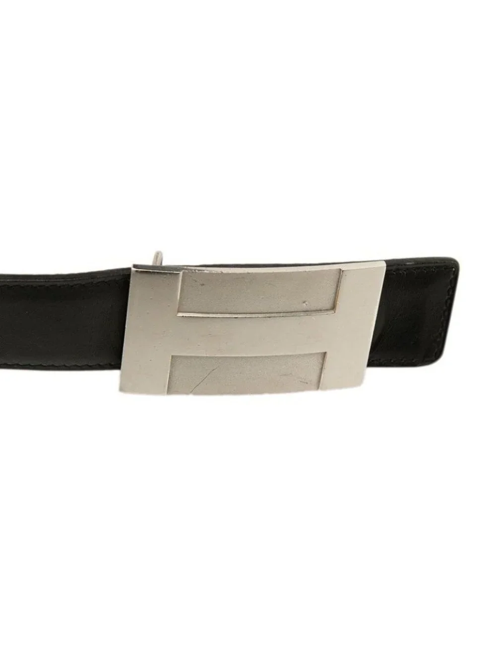 Hermes Plate Reversible 80 Black Blue Box Calf Togo Belt